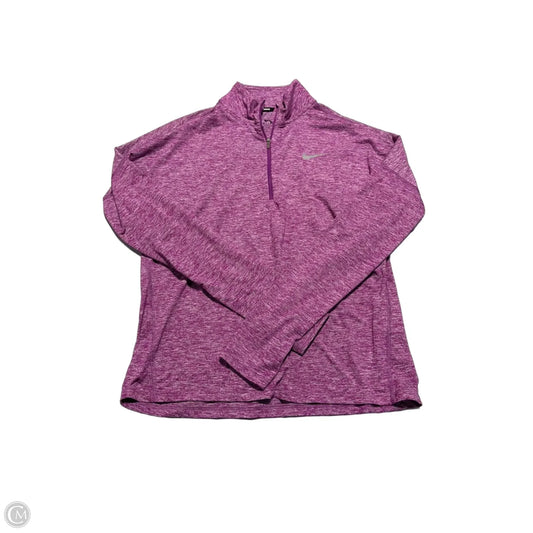 Athletic Top Long Sleeve Collar By Nike In Purple, Size: M