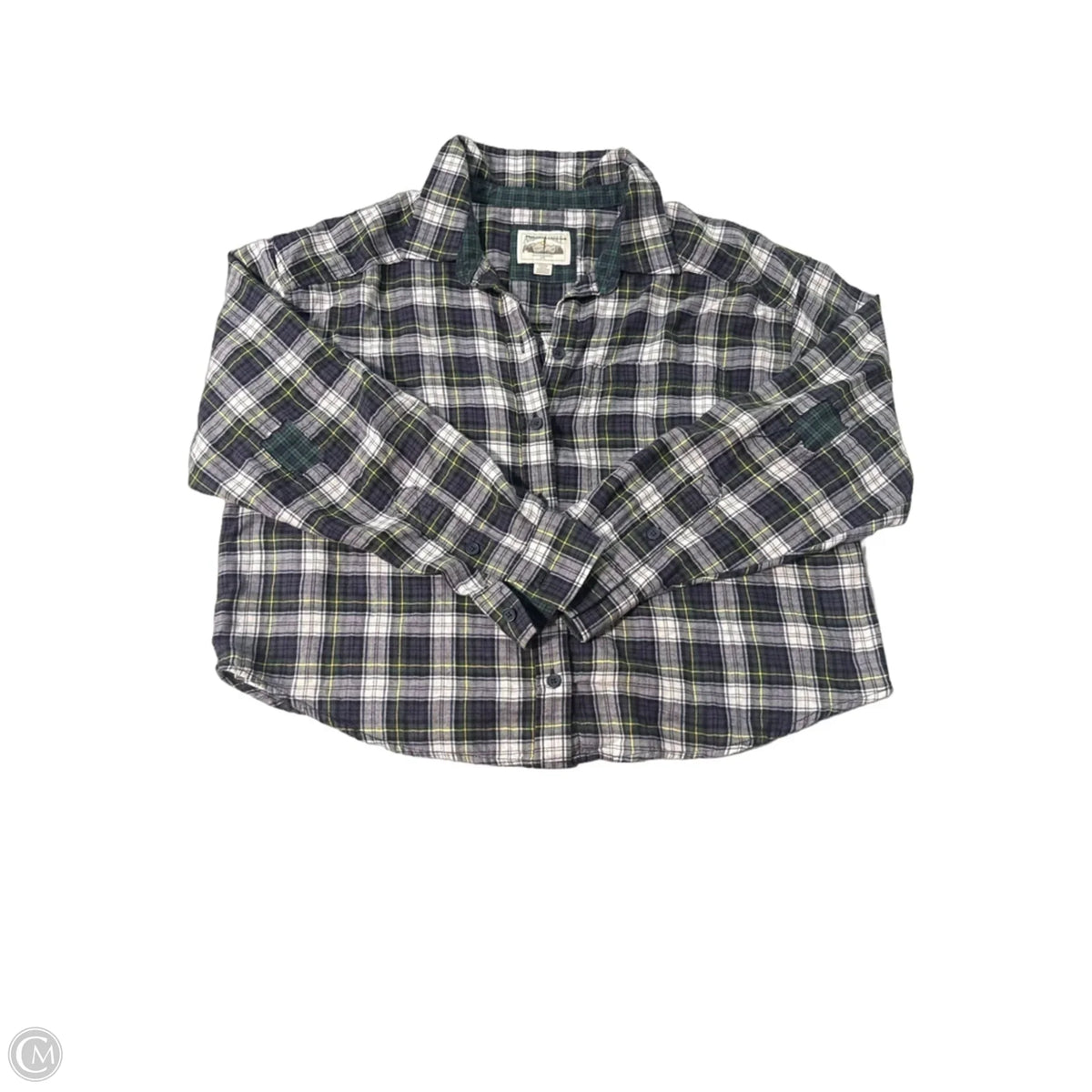 Top Long Sleeve By American Eagle In Plaid Pattern, Size: S