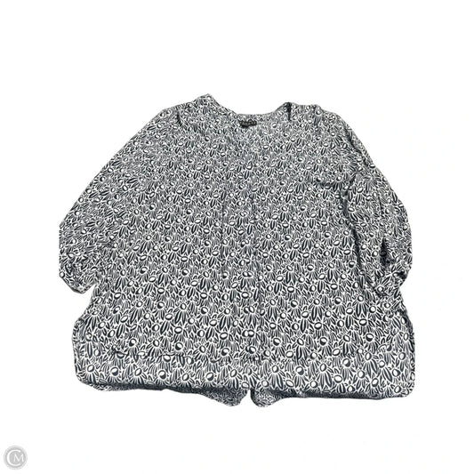 Top Long Sleeve By Grace In Black & White, Size: 1x