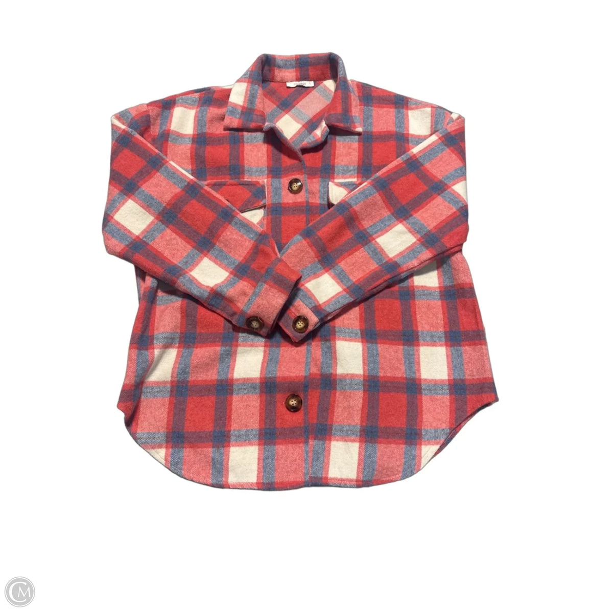 Top Long Sleeve By Vervet In Plaid Pattern, Size: M