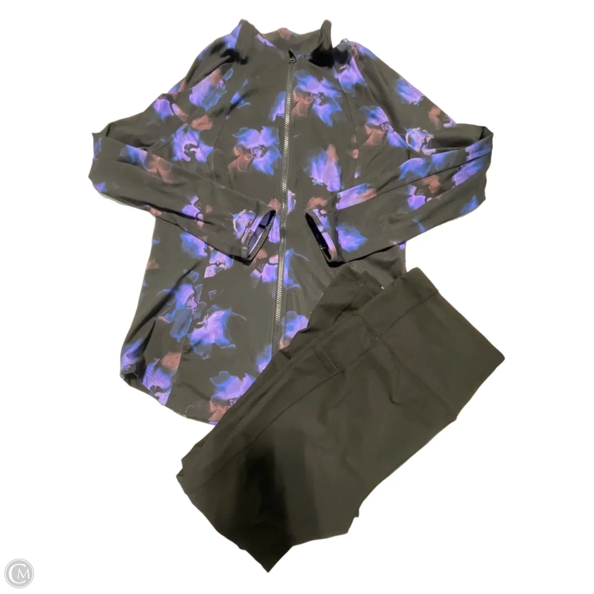 Athletic Pants 2pc By Chicos In Black & Purple, Size: L