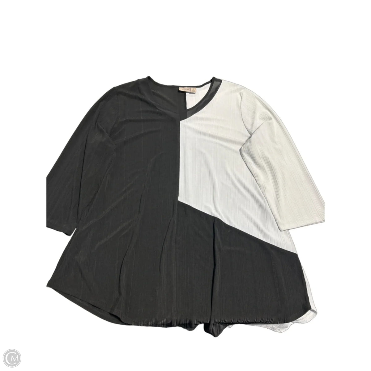 Top 3/4 Sleeve By Chicos In Black & White, Size: 3x