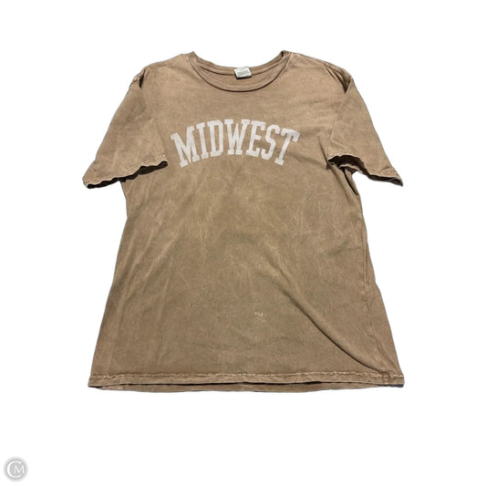 Top Short Sleeve By Oat In Brown, Size: L