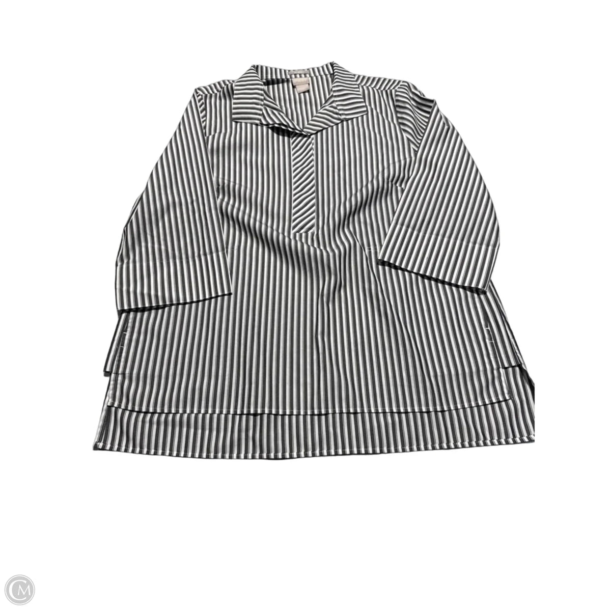 Top 3/4 Sleeve By Chicos In Striped Pattern, Size: M