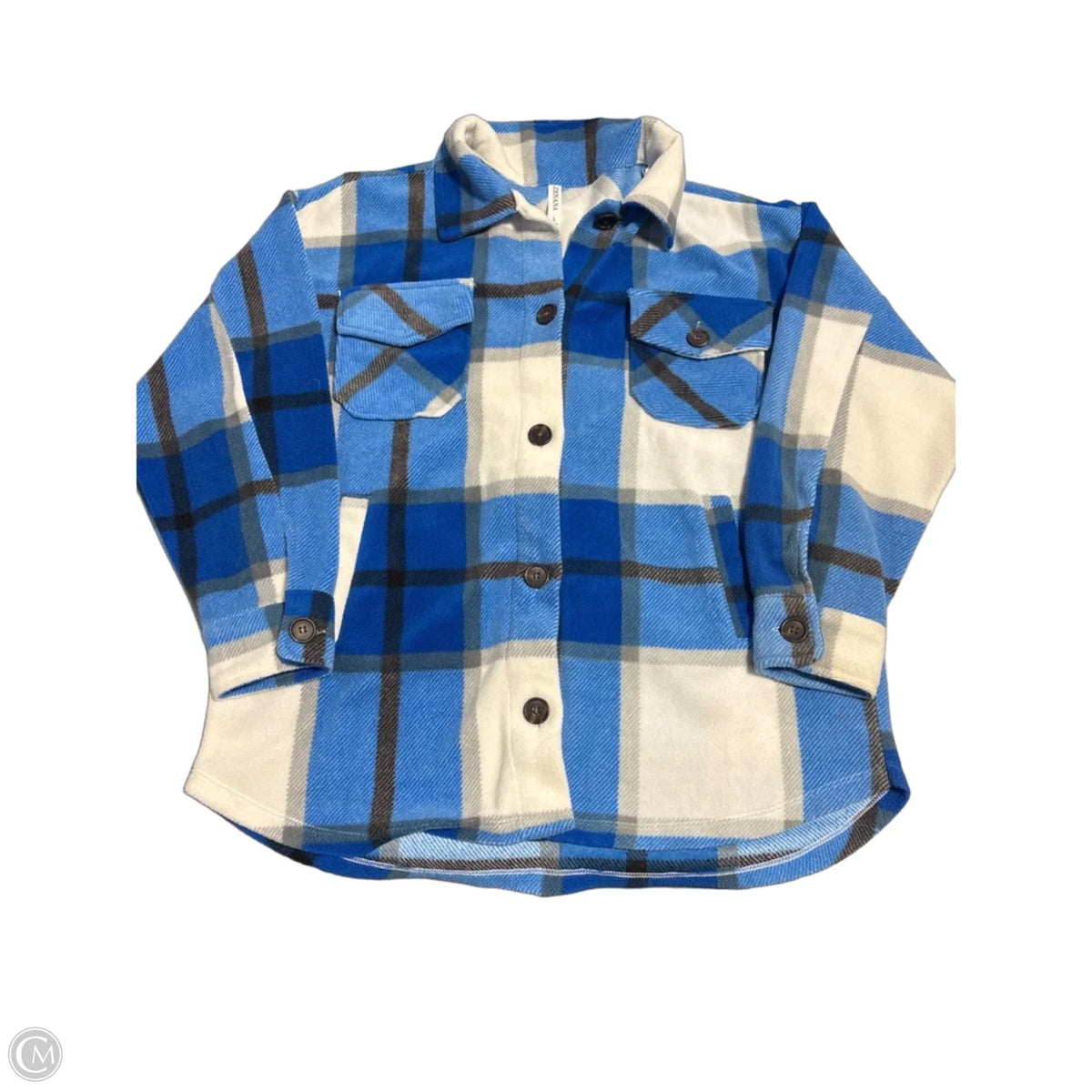 Top Long Sleeve By Zenana In Plaid Pattern, Size: L