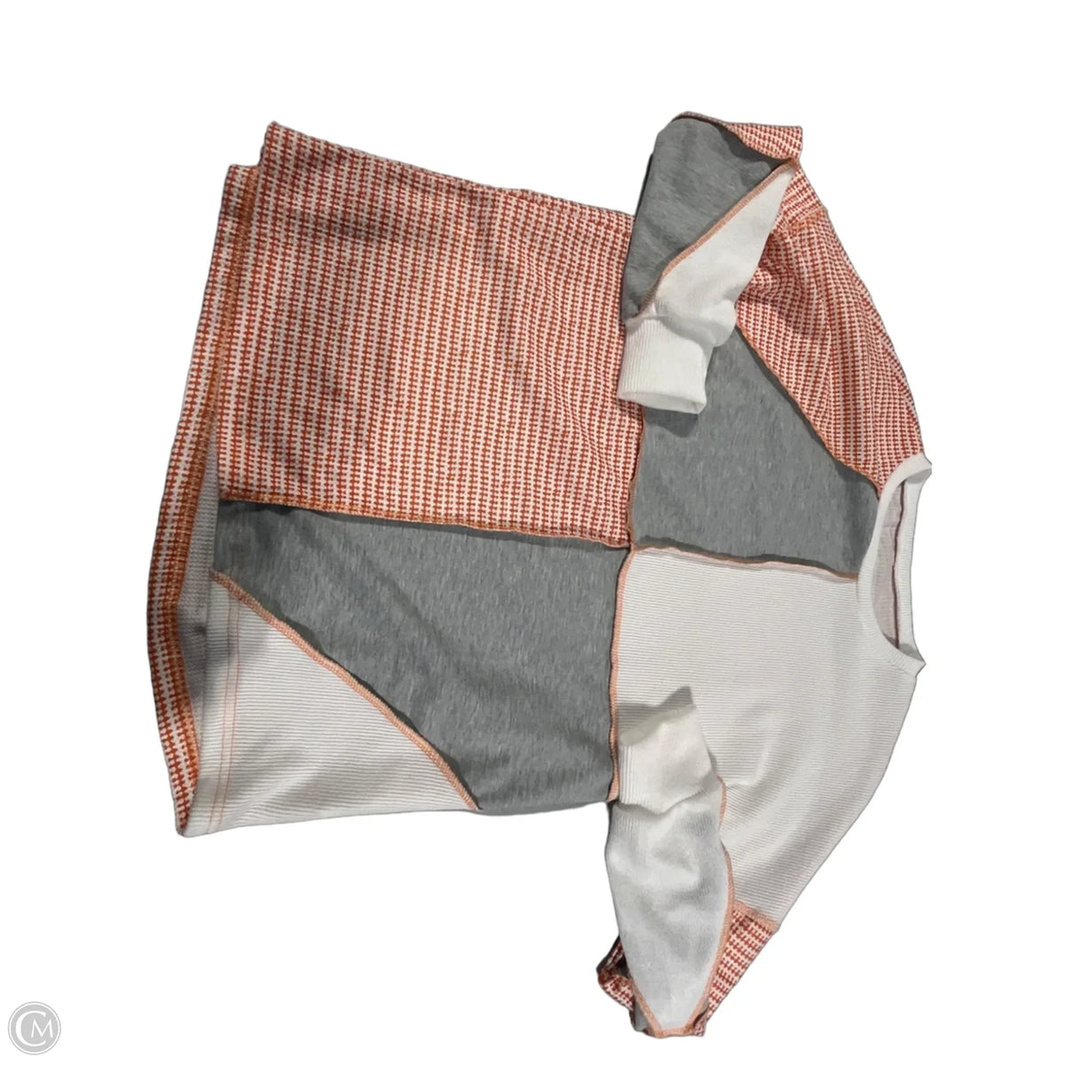 Top Long Sleeve By Cmc In Orange & White, Size: M