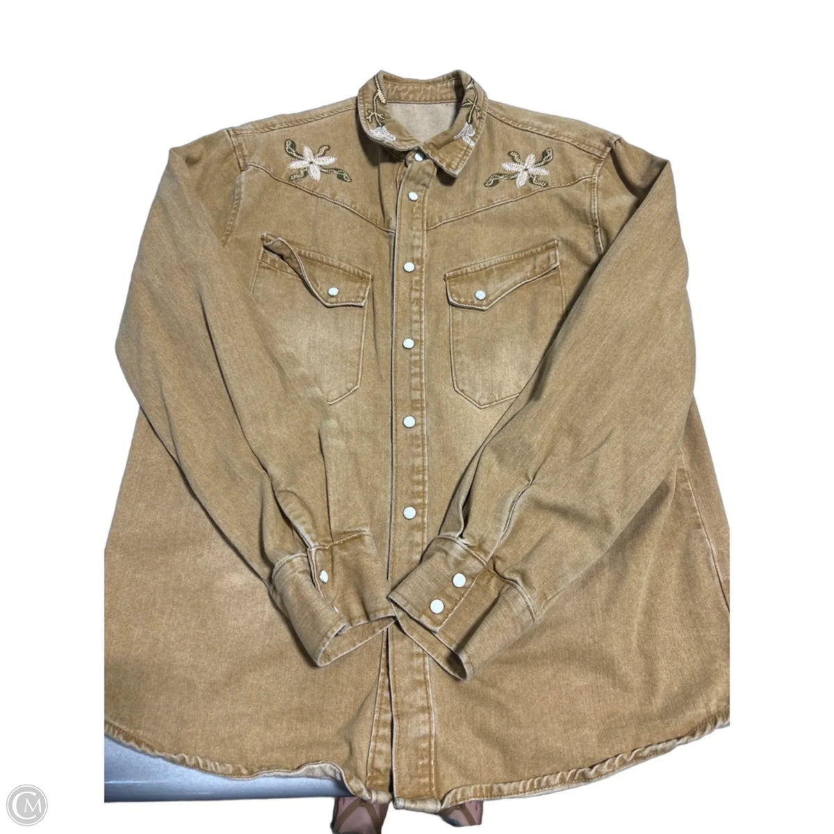 Top Long Sleeve By Cmc In Brown, Size: S
