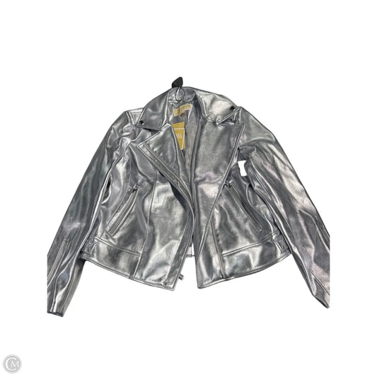 Jacket Designer By Michael Kors In Silver, Size: M