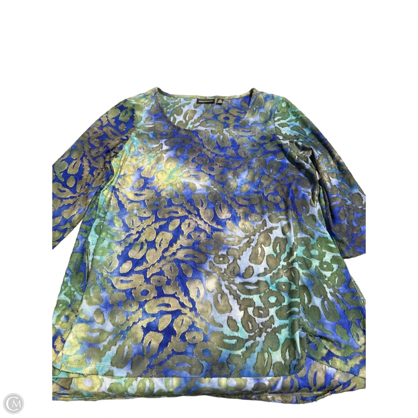 Top Long Sleeve By Nina Leonard In Blue & Green, Size: Xl