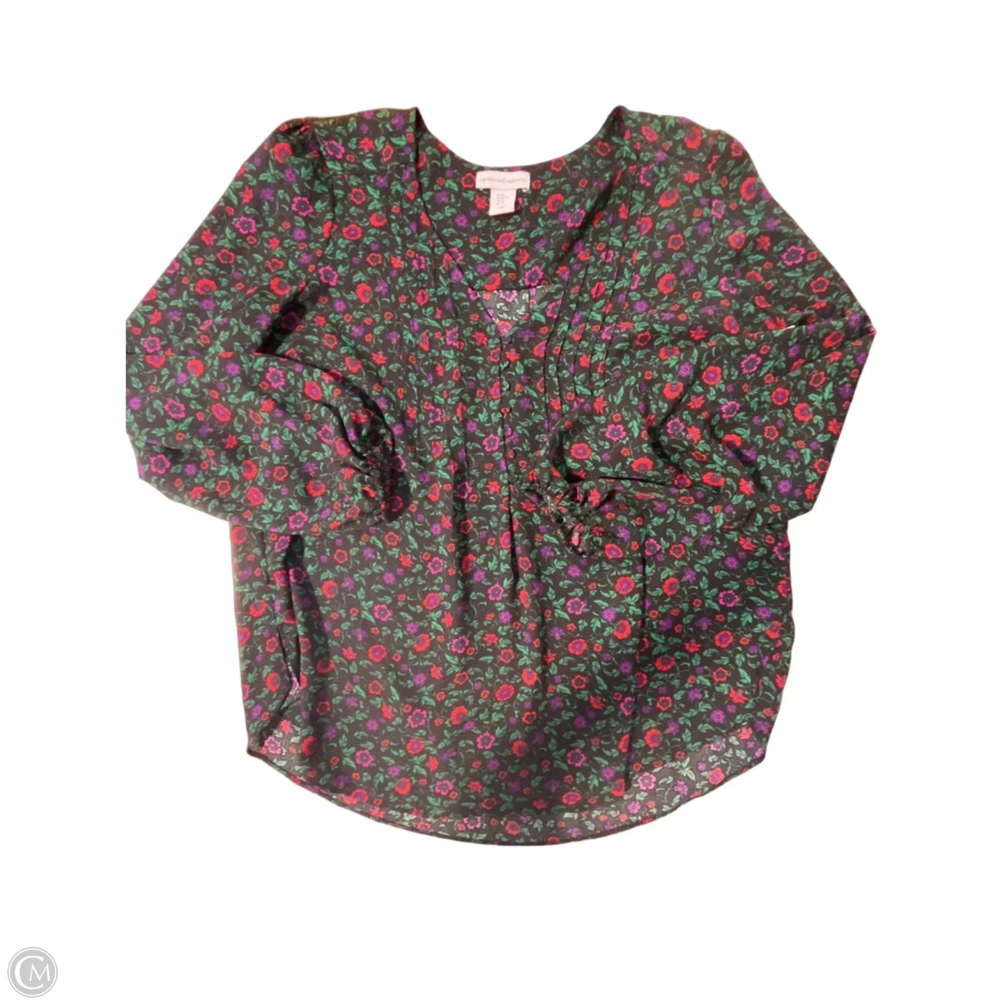 Top Long Sleeve By Cupcakes And Cashmere In Floral Print, Size: Xl