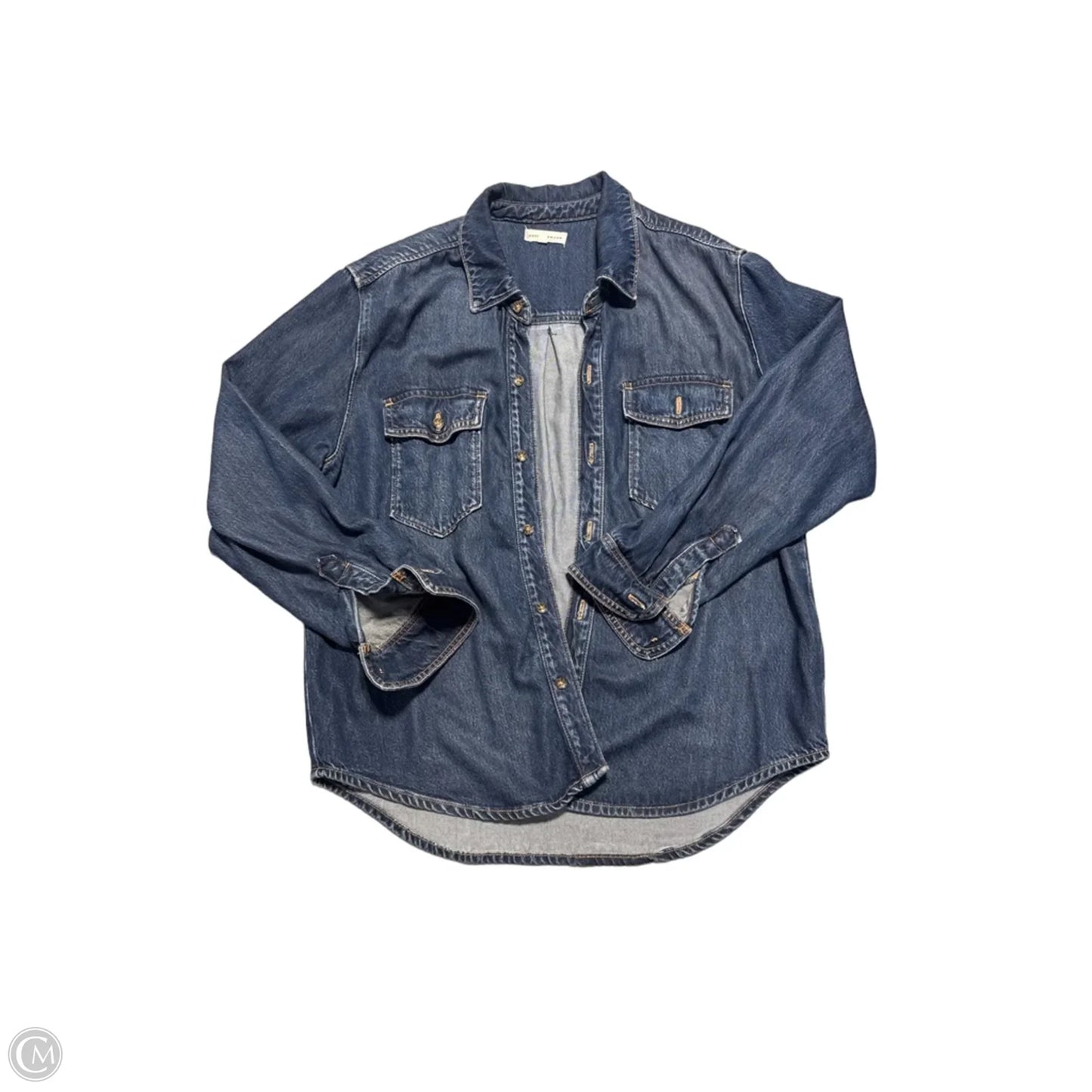 Top Long Sleeve By Good American In Blue, Size: L