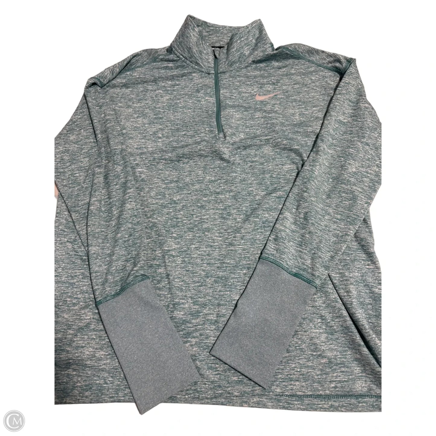 Athletic Top Long Sleeve Collar By Nike In Blue, Size: L
