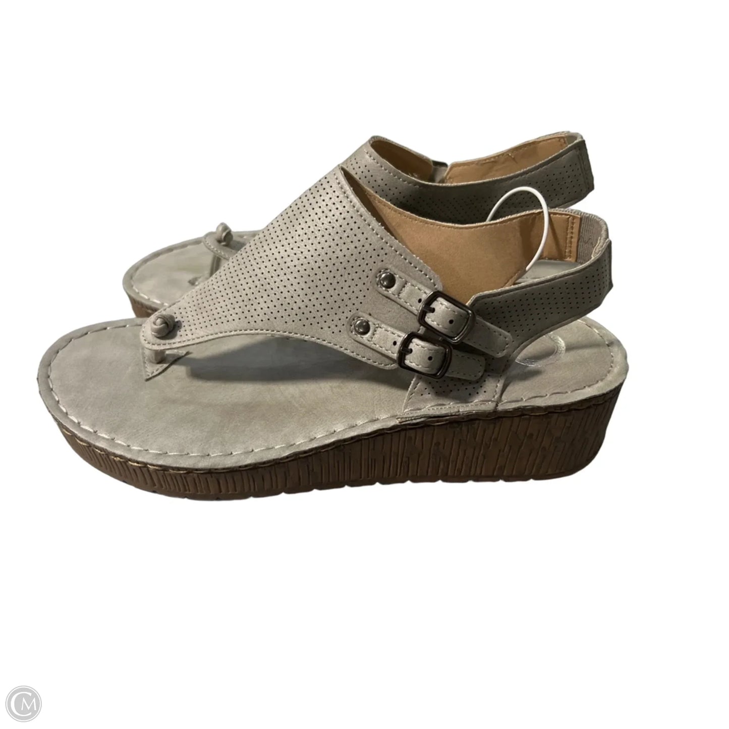Sandals Heels Wedge By Cmc In Grey, Size: 7.5