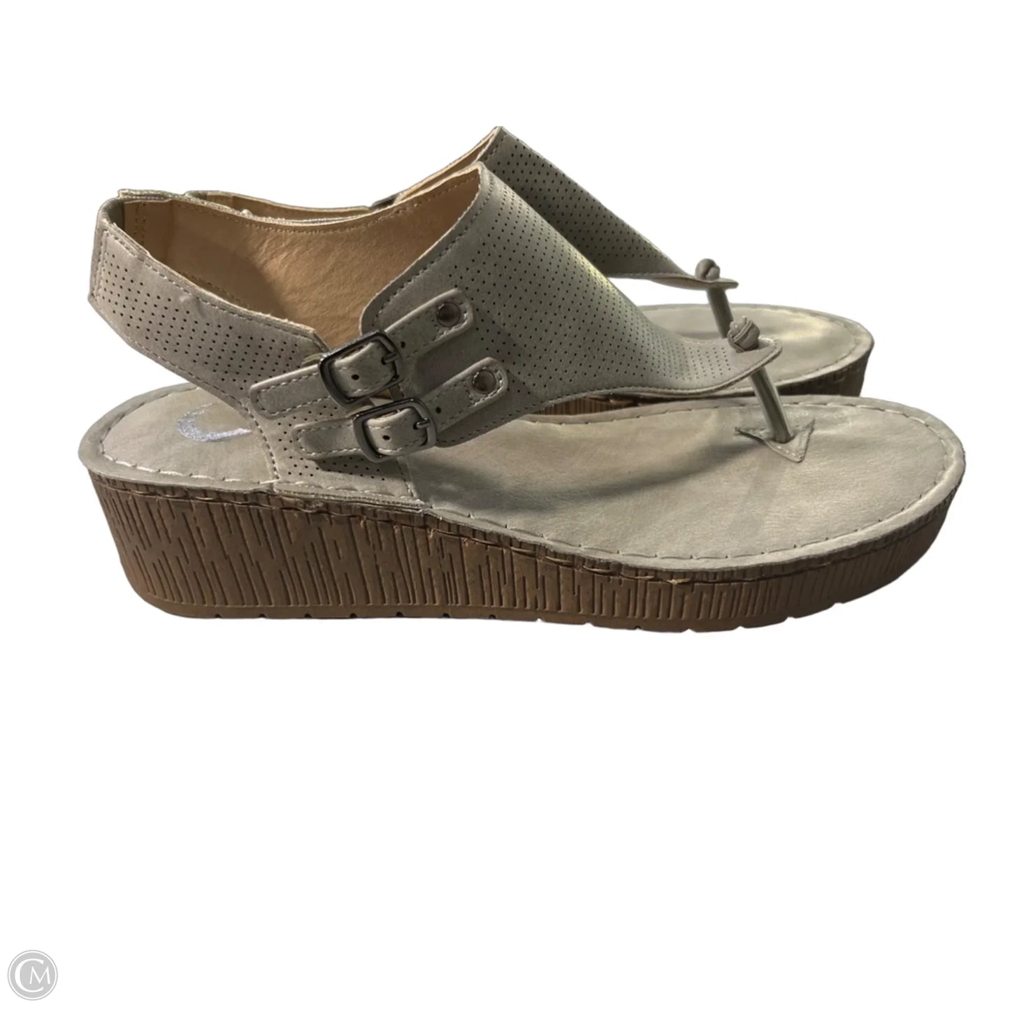 Sandals Heels Wedge By Cmc In Grey, Size: 7.5