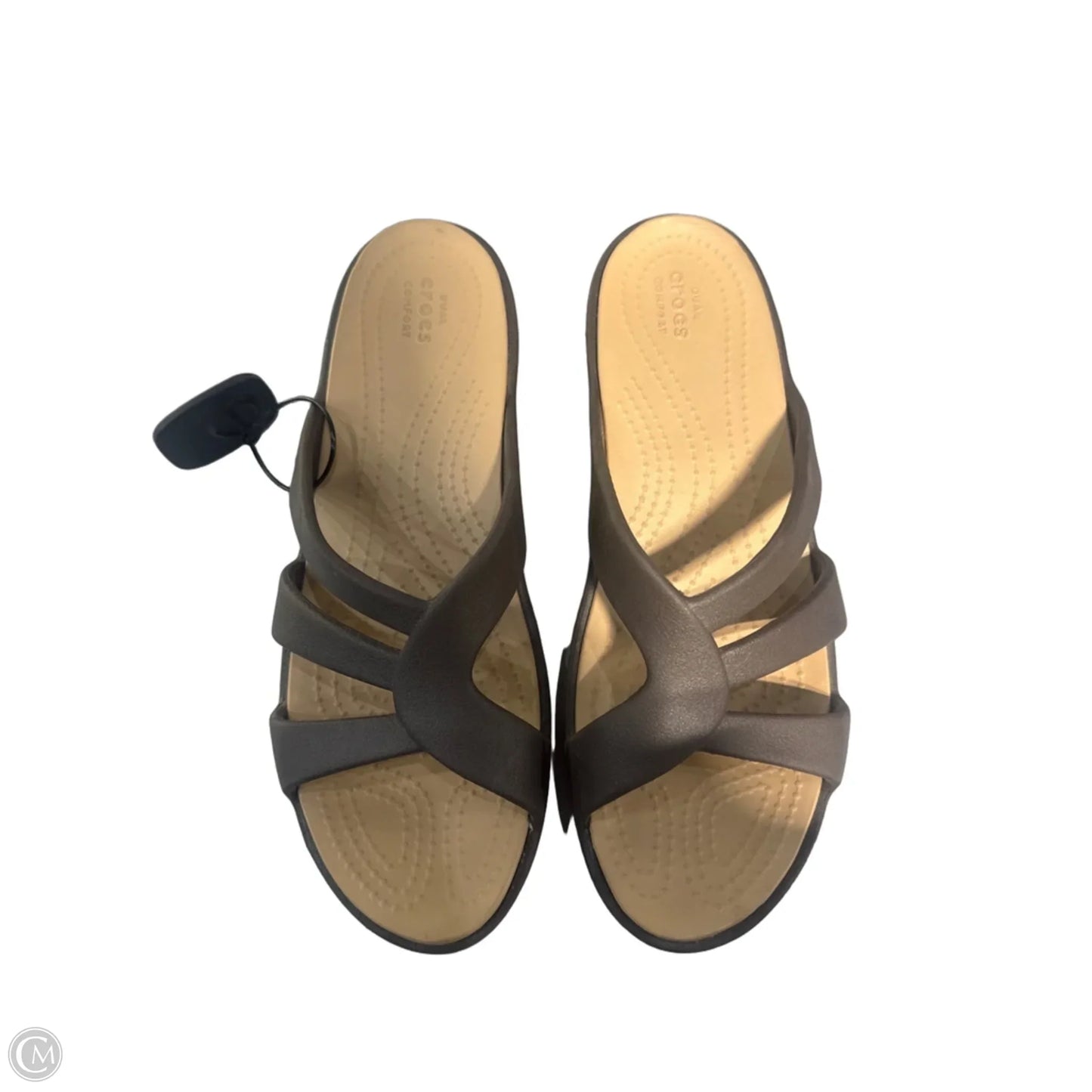 Sandals Flats By Crocs In Brown, Size: 10