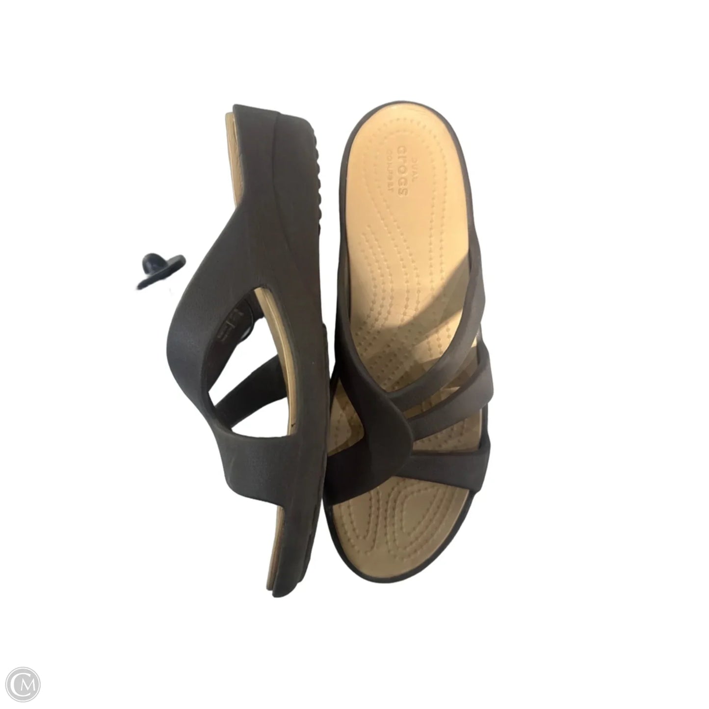 Sandals Flats By Crocs In Brown, Size: 10