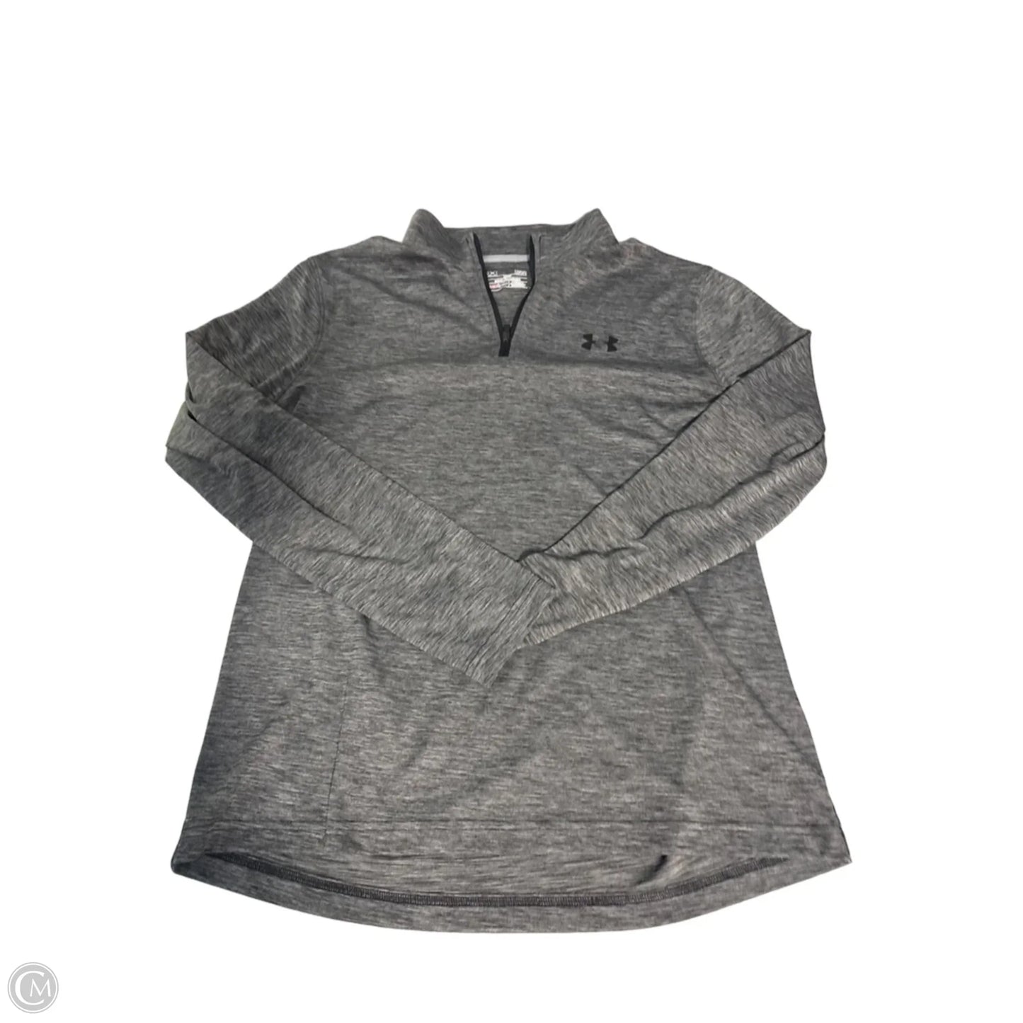 Athletic Top Long Sleeve Collar By Under Armour In Grey, Size: L