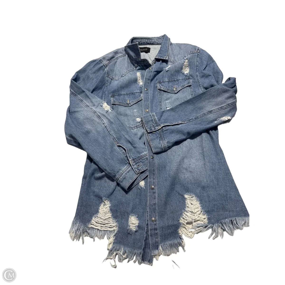 Jacket Denim By Risen In Blue, Size: 2x