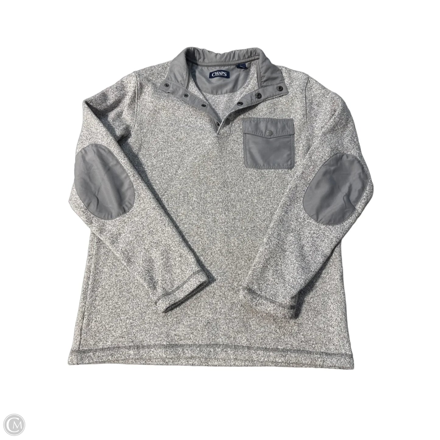 Sweater Cardigan By Chaps In Grey, Size: M