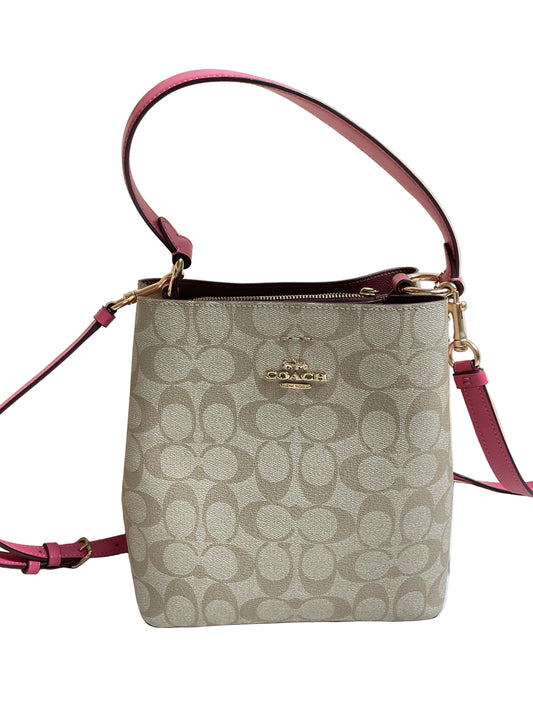 Handbag Designer By Coach In Pink & Tan, Size:Small