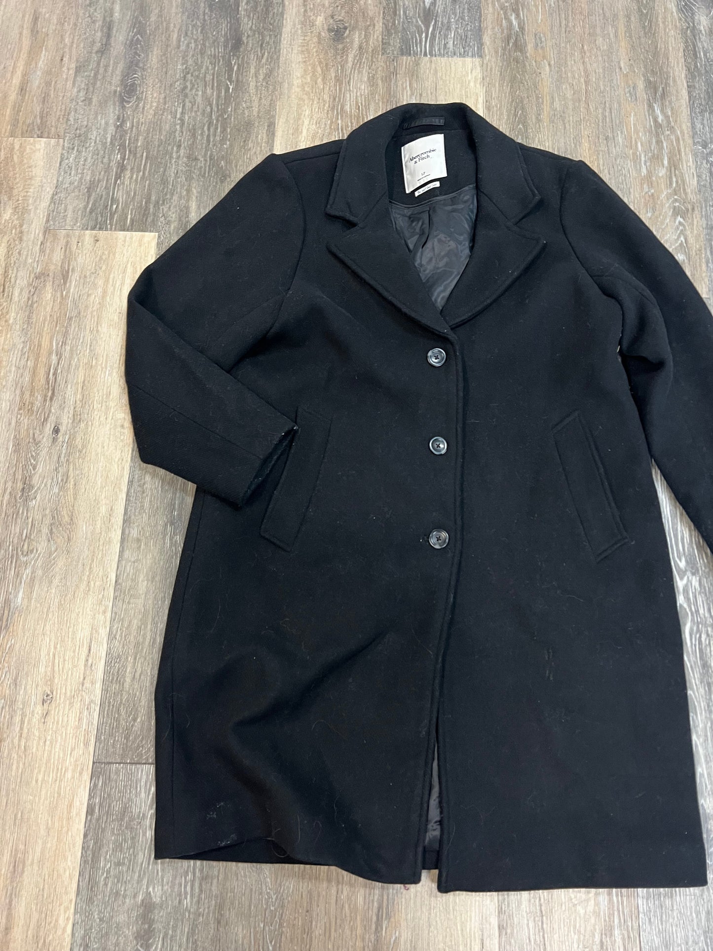 Coat Trench Coat By Abercrombie And Fitch In Black, Size: Lp