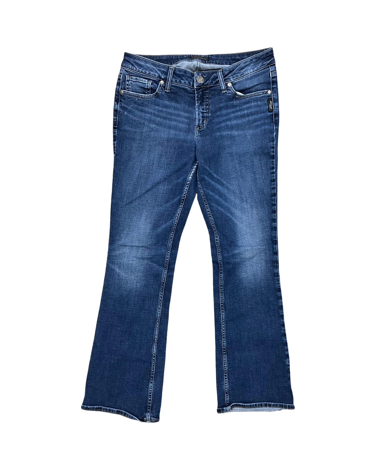 Jeans Boot Cut By Silver In Blue Denim, Size:12