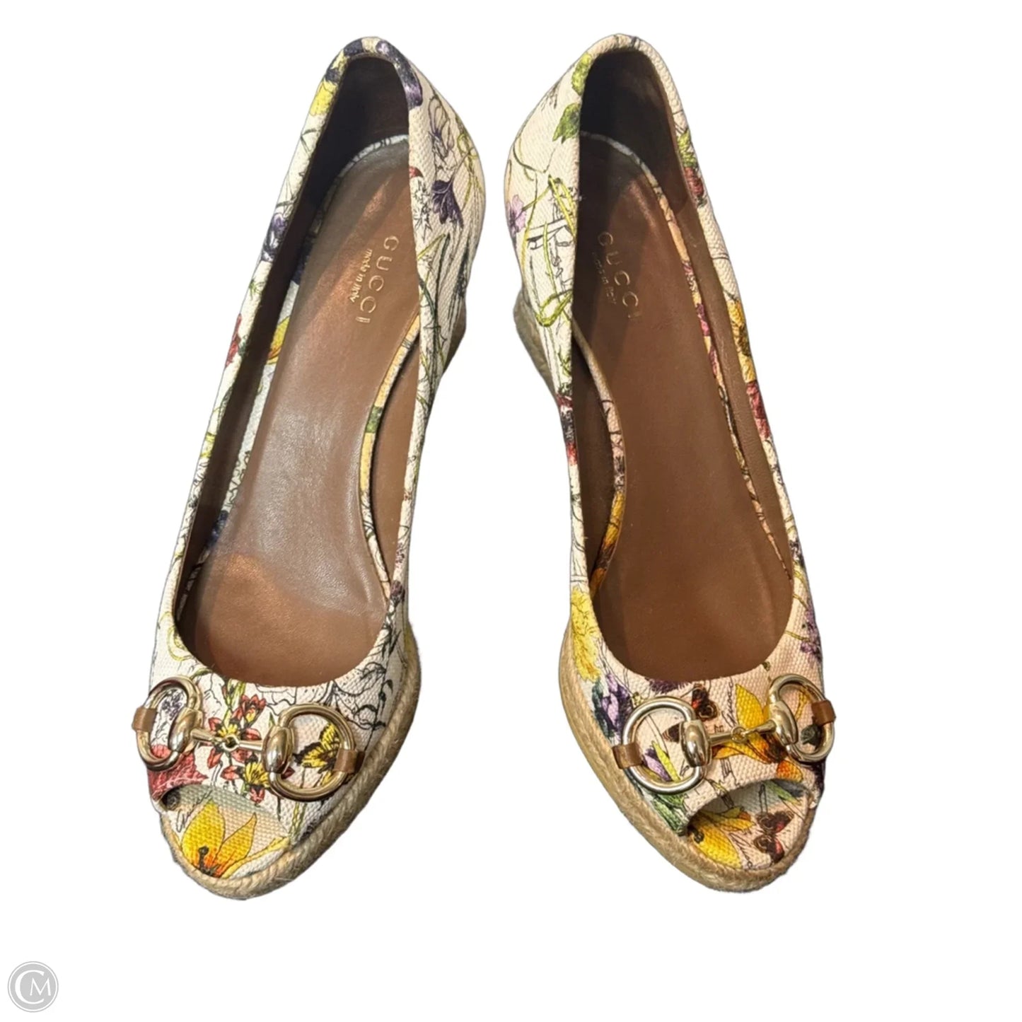 Shoes Luxury Designer By Gucci In Floral Print, Size: 7