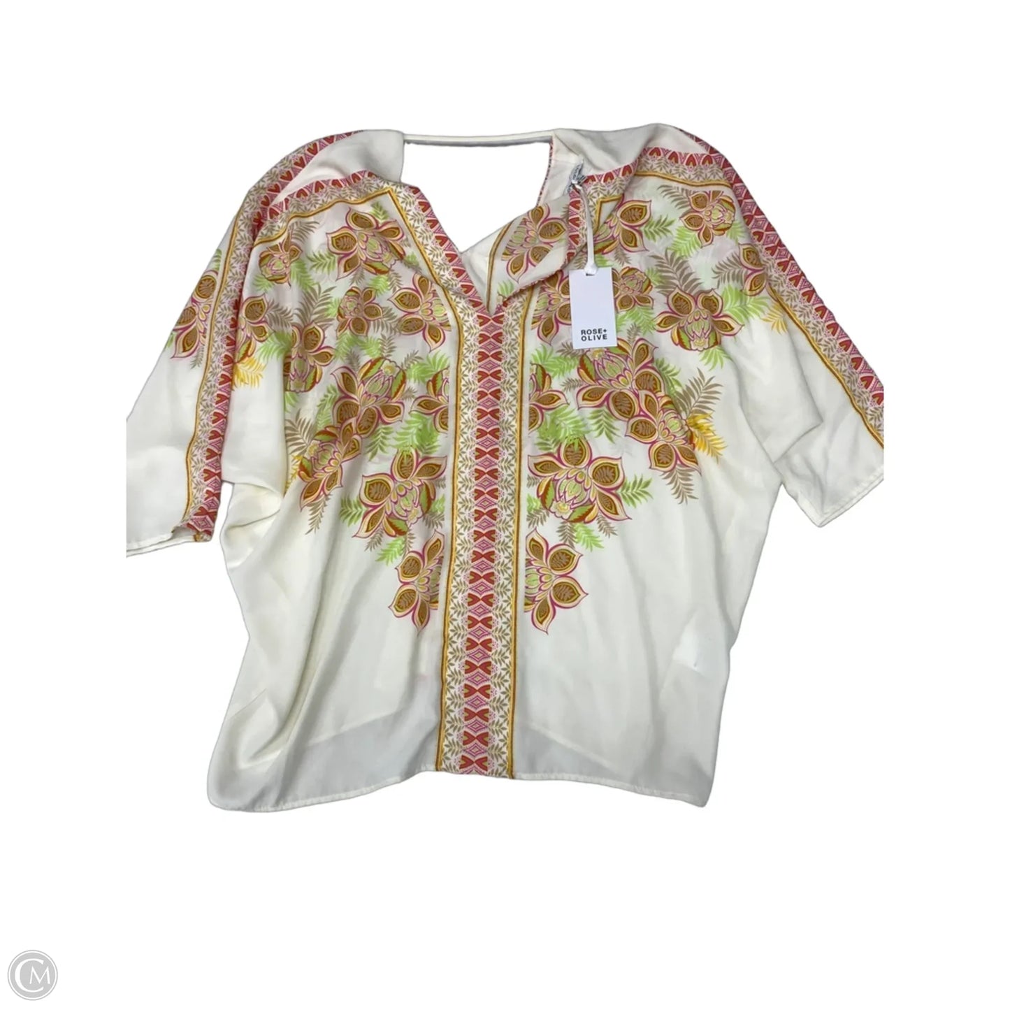 Top Short Sleeve By Rose And Olive In Ivory, Size: M