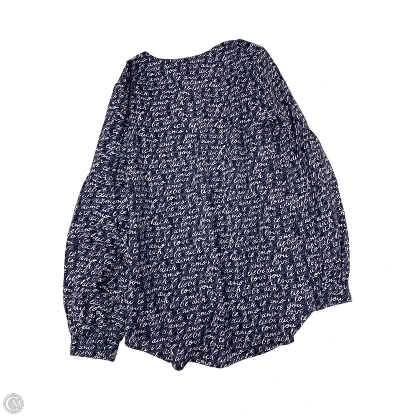 Blouse Long Sleeve By Cabi In Blue & White, Size: S