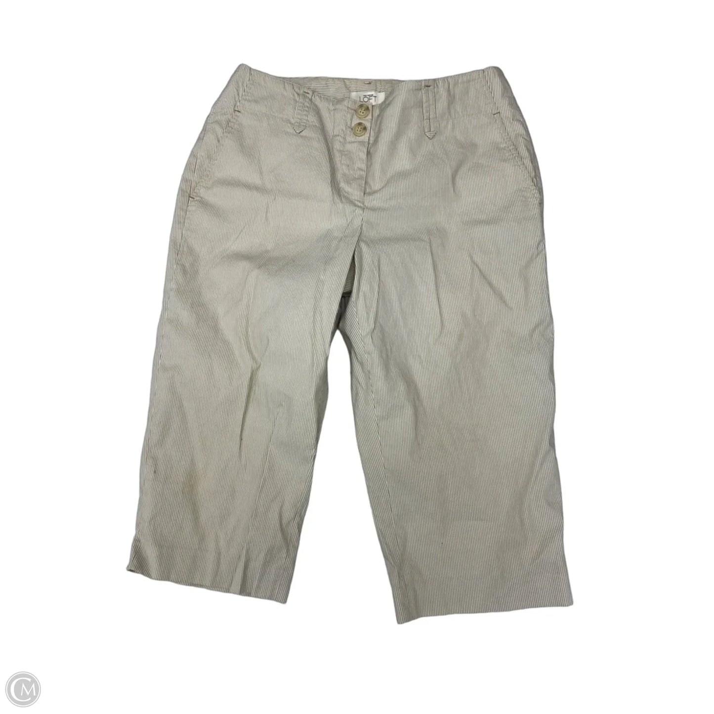 Pants Cropped By Loft In Tan & White, Size: 4