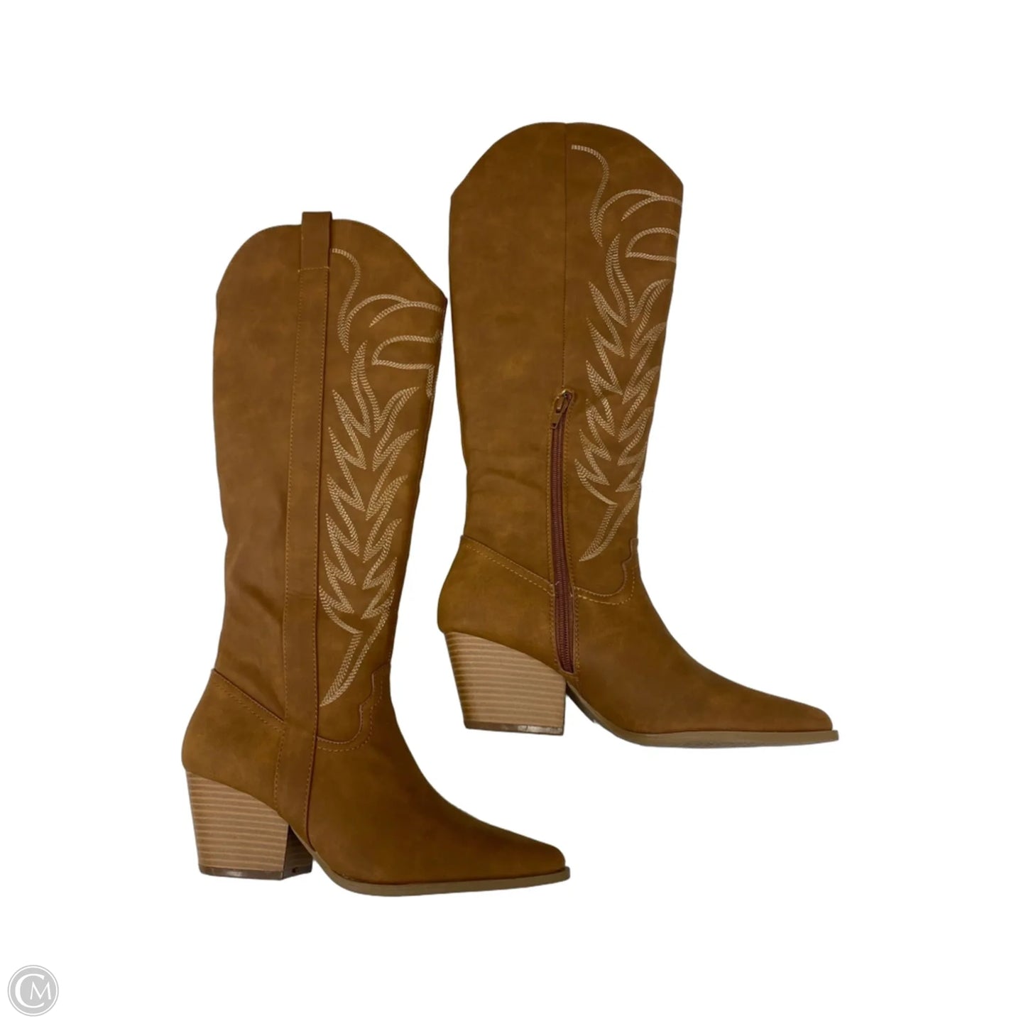 Boots Knee Heels By Qupid In Tan, Size: 9