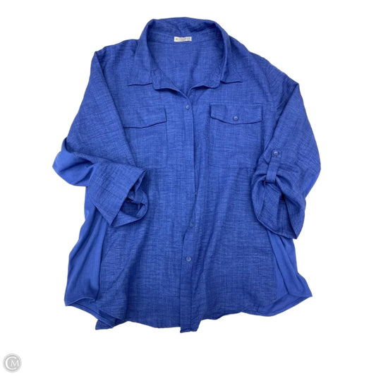 Top 3/4 Sleeve By Clothes Mentor In Blue, Size: 3x