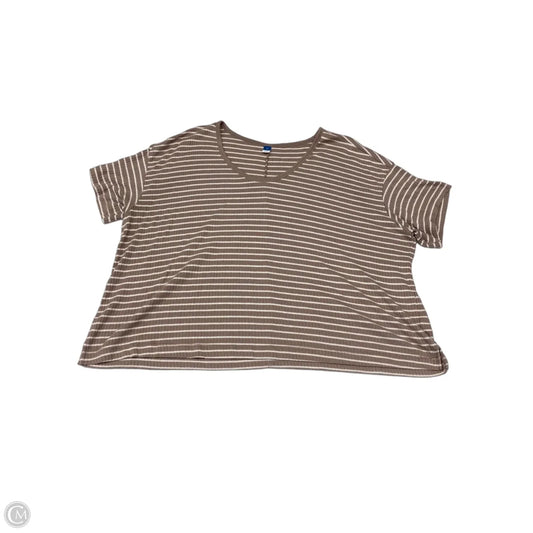 Top Short Sleeve By Old Navy In Tan & White, Size: Xxl