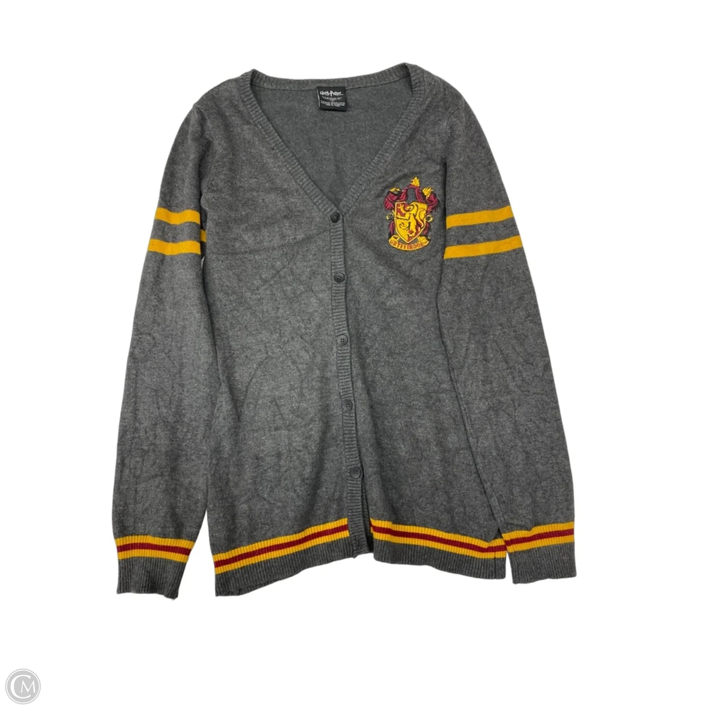 Sweater Cardigan By Clothes Mentor In Grey & Yellow, Size: S