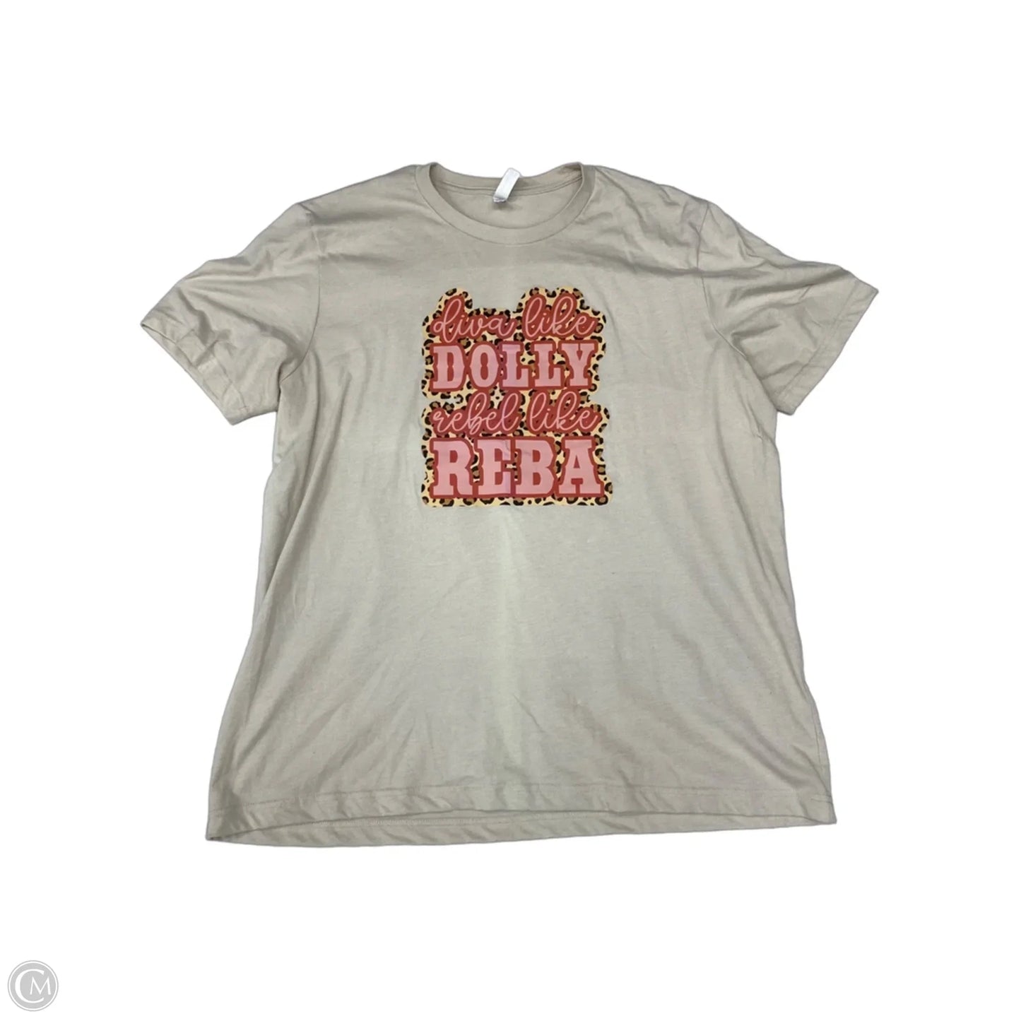 Top Short Sleeve By Bella + Canvas In Beige, Size: 2x