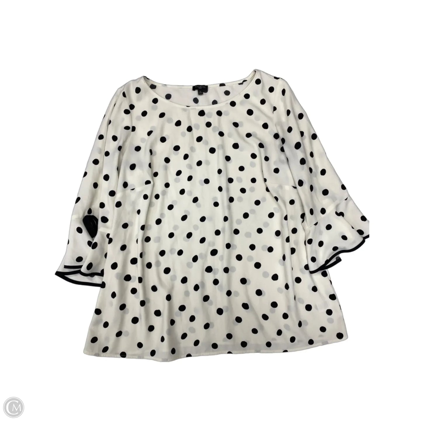 Blouse 3/4 Sleeve By Talbots In Black & Cream, Size: 1x