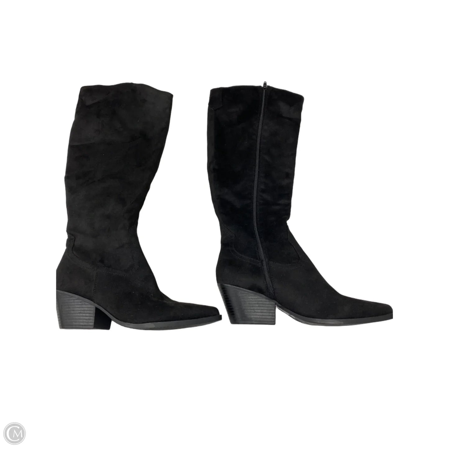 Boots Mid-calf Heels By Clothes Mentor In Black, Size: 7.5
