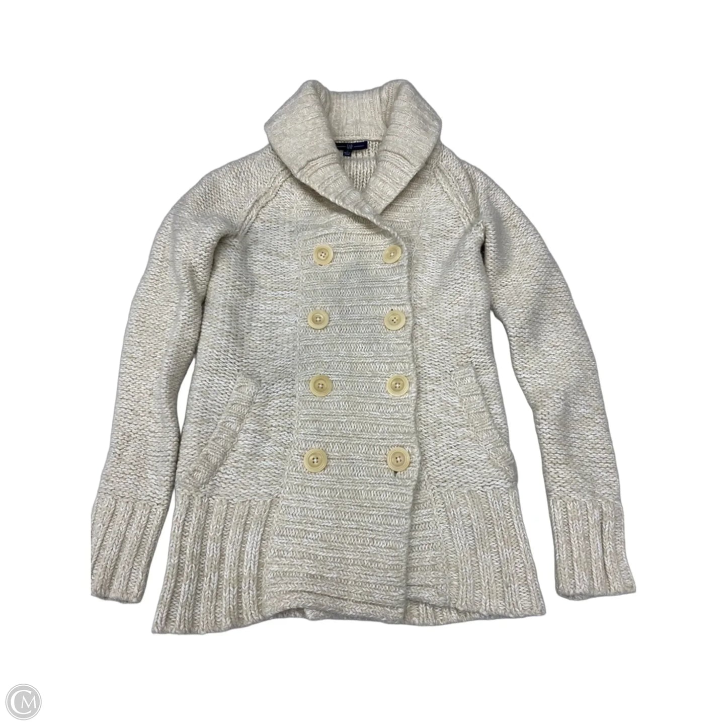 Sweater Cardigan By Gap In Ivory, Size: S