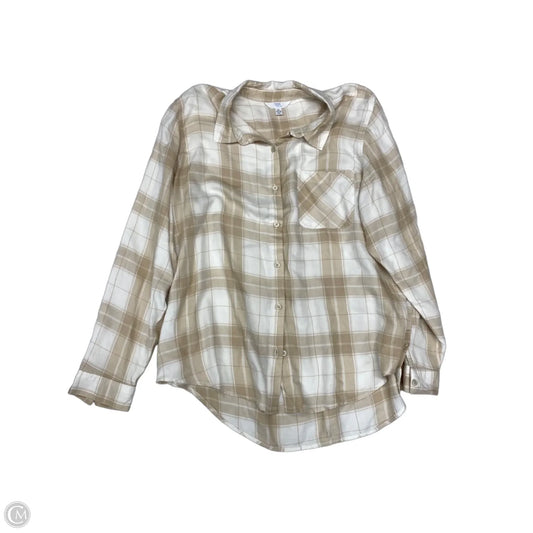 Top Long Sleeve By Time And Tru In Plaid Pattern, Size: Xl