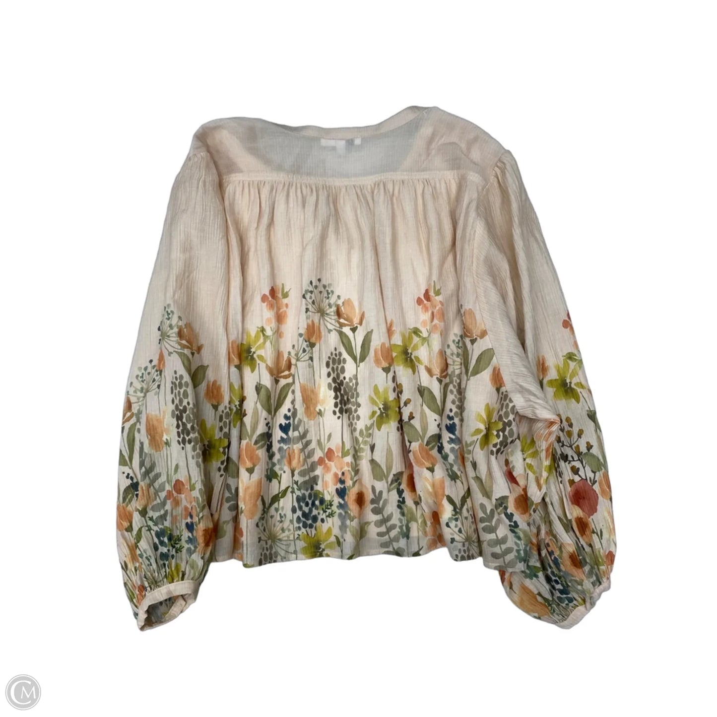 Blouse 3/4 Sleeve By Dr2 In Floral Print, Size: Xl