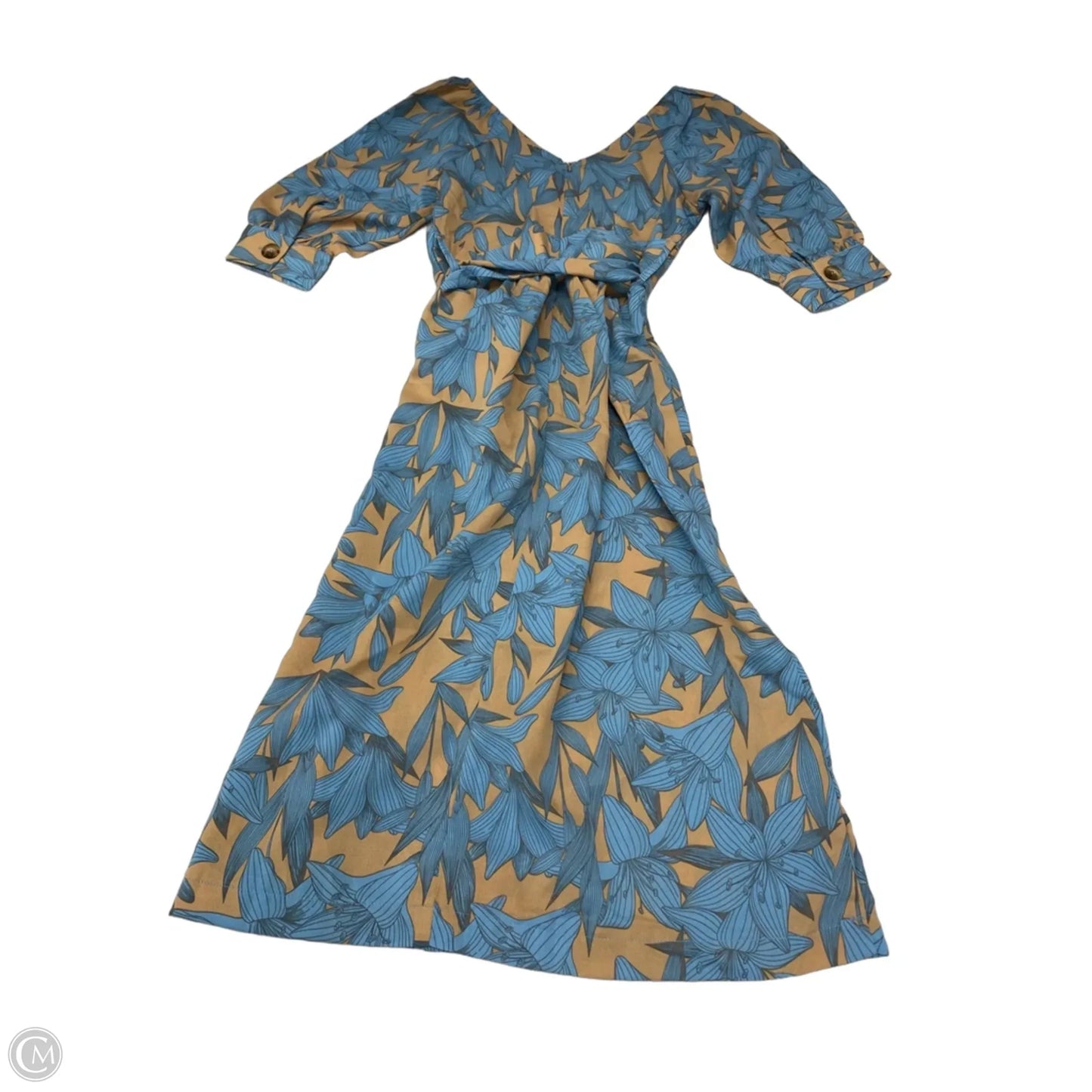 Dress Casual Midi By Cme In Blue & Tan, Size: S