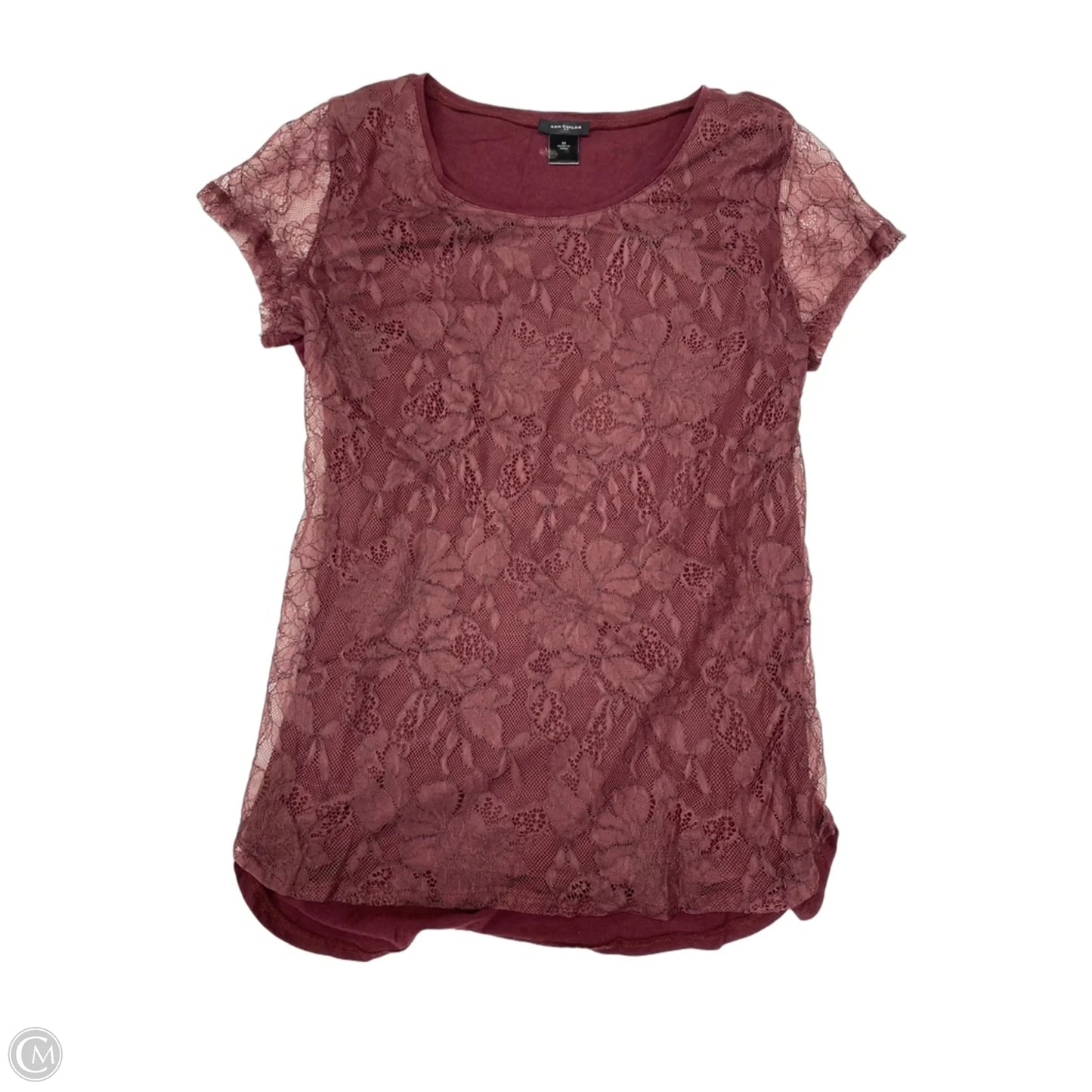 Top Short Sleeve By Ann Taylor In Maroon, Size: M