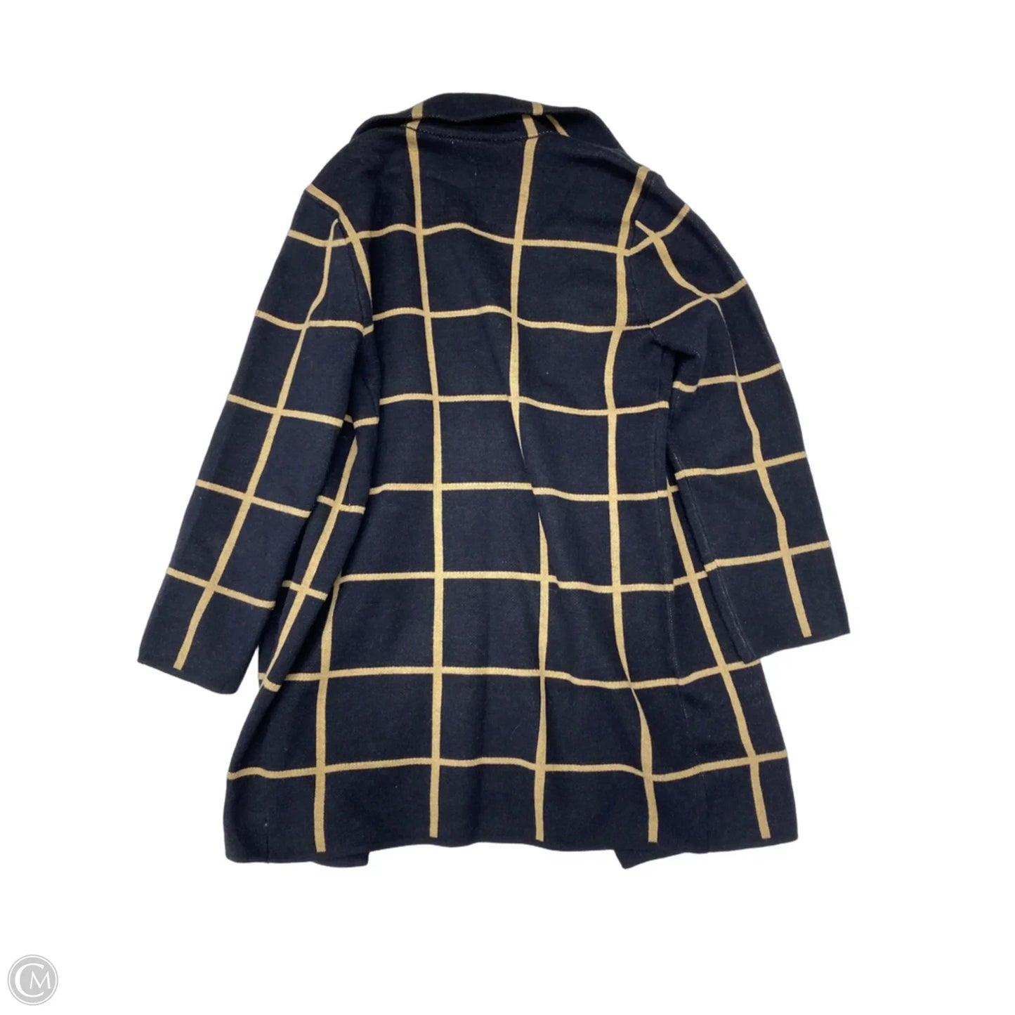 Sweater Cardigan By Anne Klein In Blue & Tan, Size: S