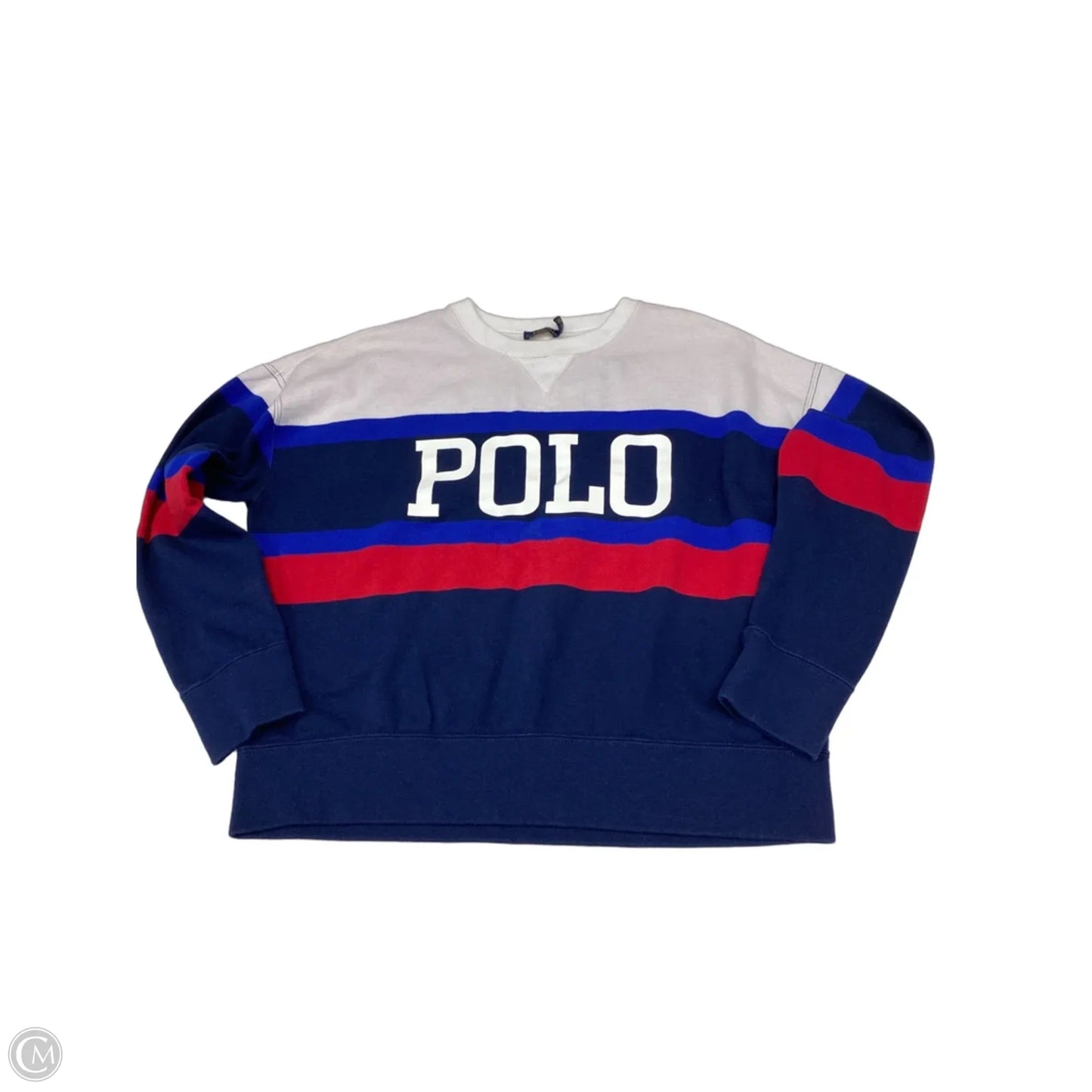 Sweatshirt Crewneck By Polo Ralph Lauren In Blue & Red & White, Size: M