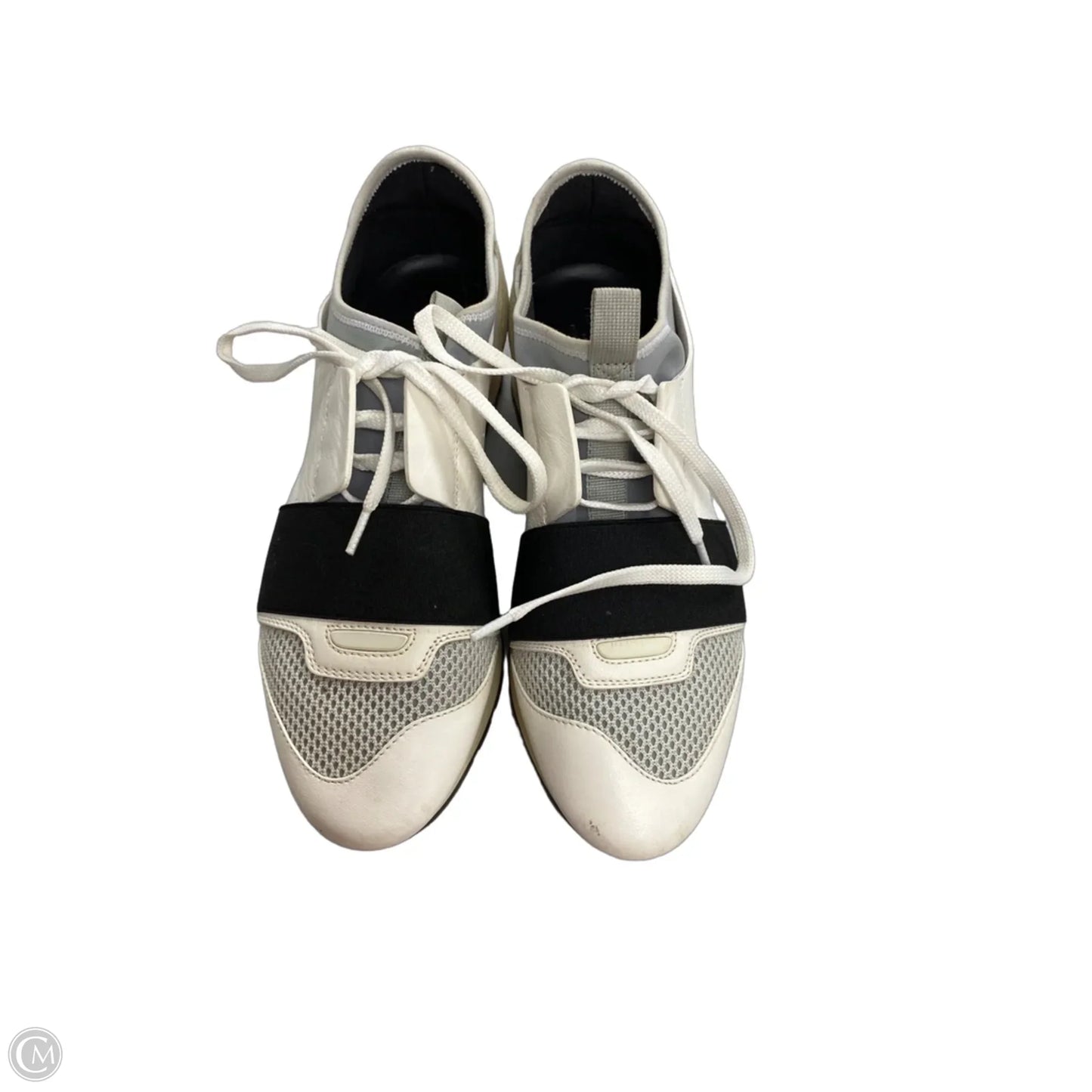 Shoes Luxury Designer By Balenciaga In Black & Cream, Size: 6.5