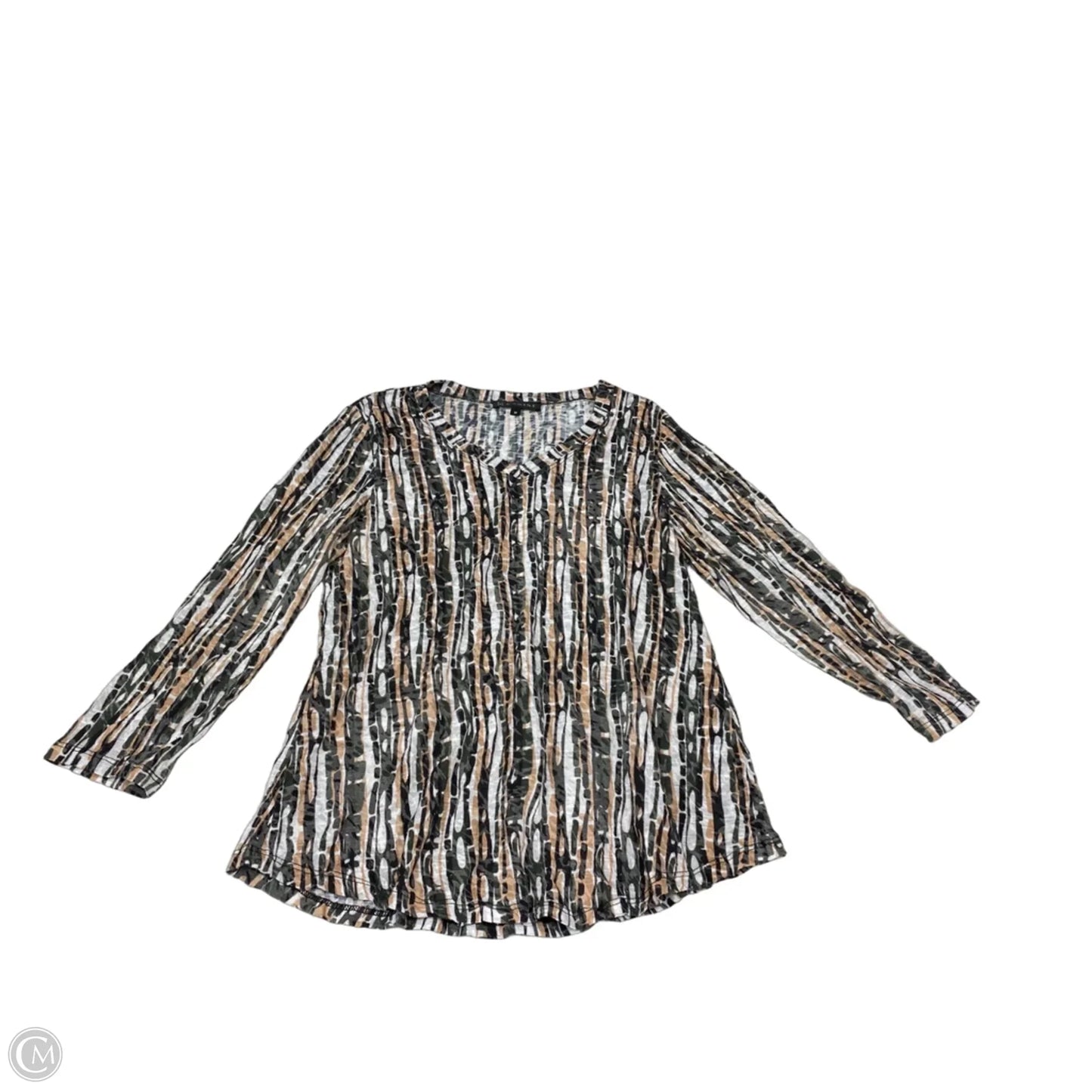 Top 3/4 Sleeve By Cmc In Green & Tan, Size: M