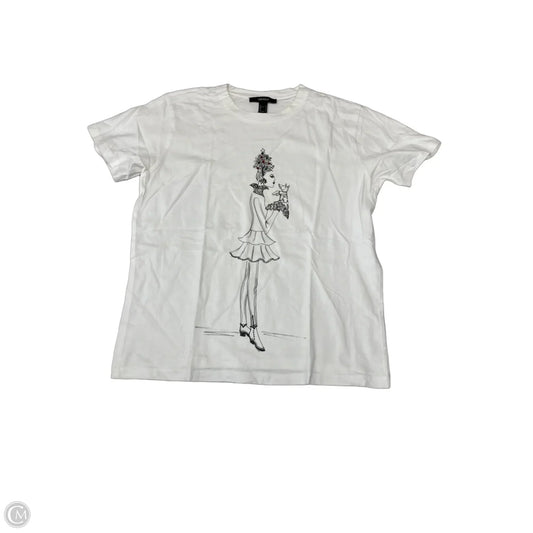 Top Short Sleeve By Forever 21 In Ivory, Size: S