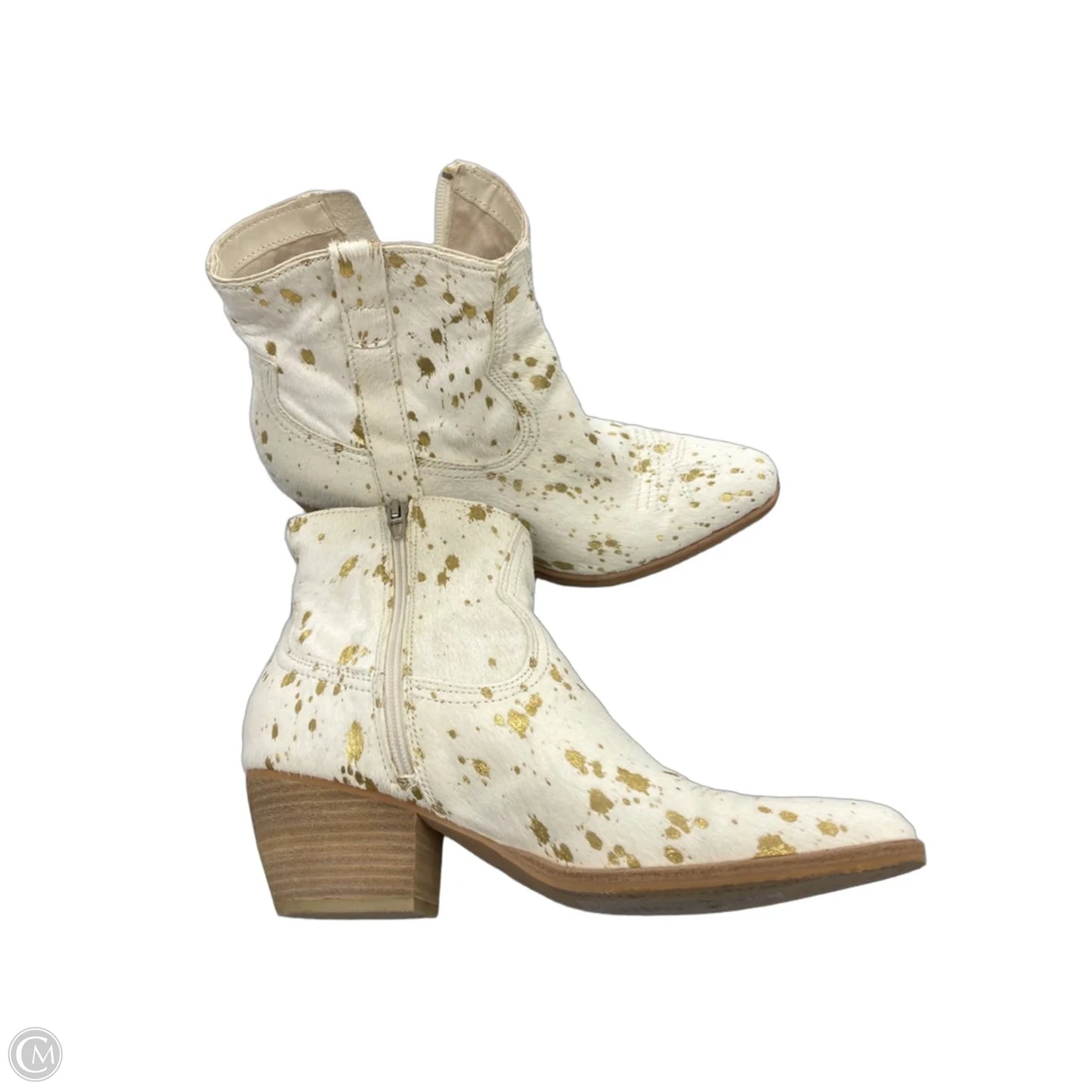 Boots Ankle Heels By Dolce Vita In Gold & White, Size: 10