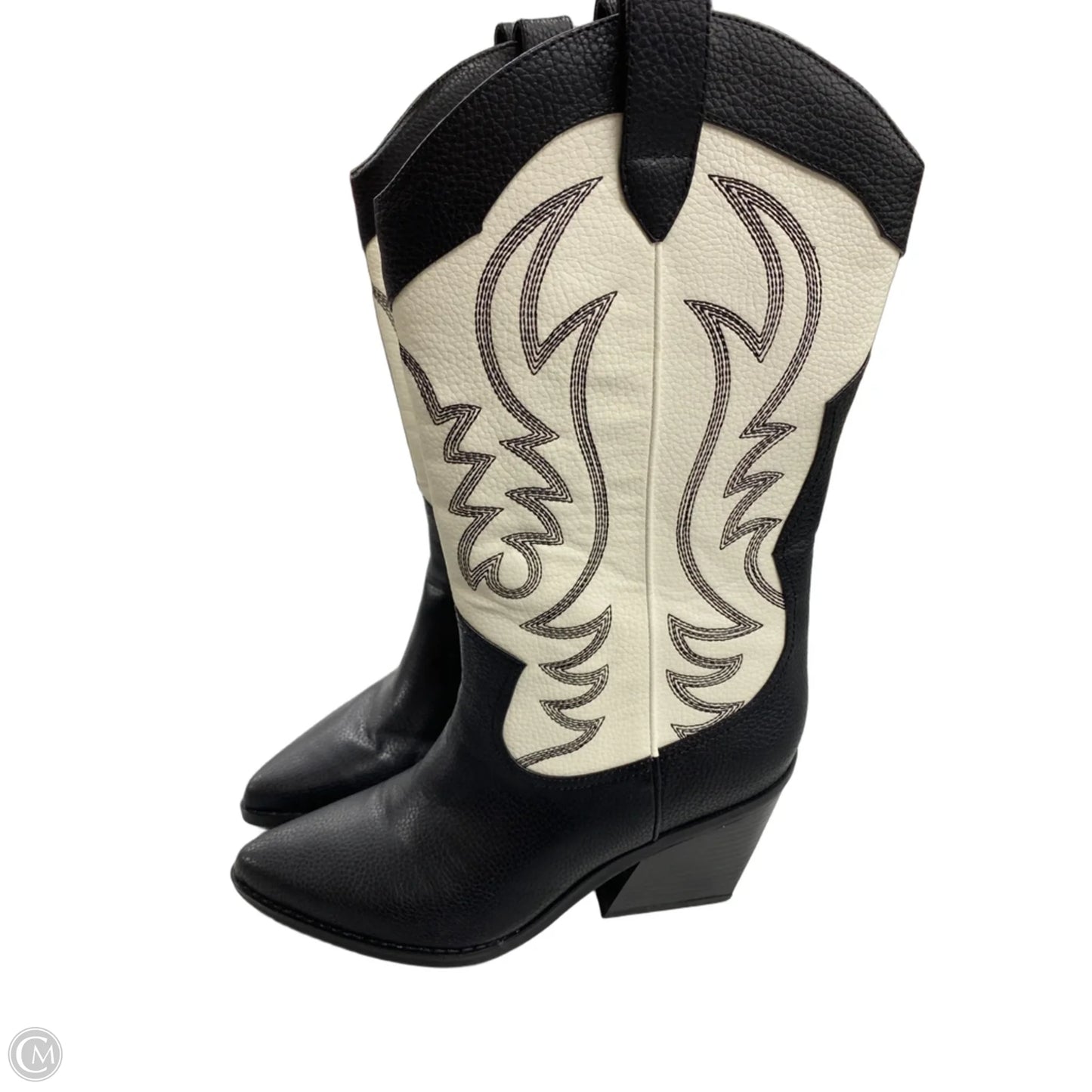 Boots Western By Nine West In Black & White, Size: 9