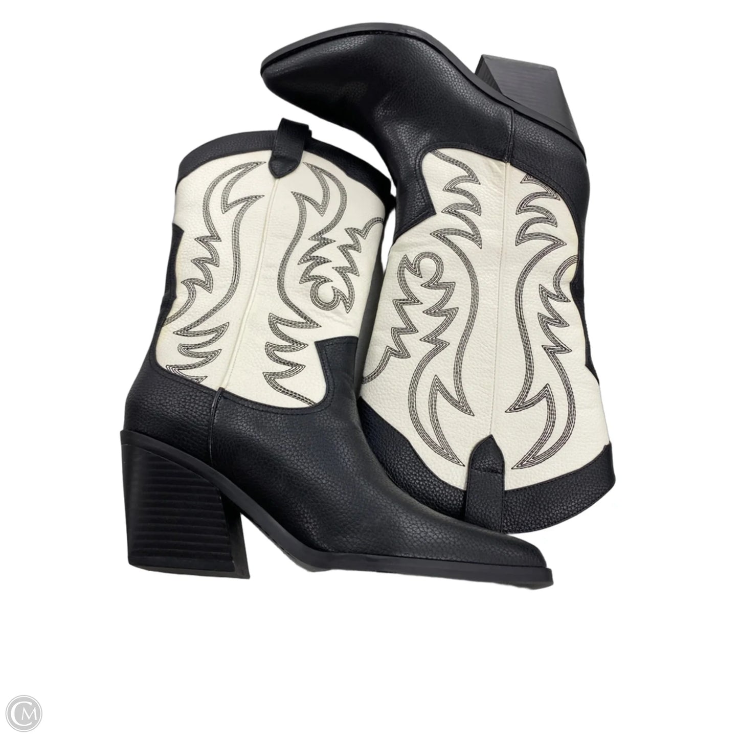 Boots Western By Nine West In Black & White, Size: 9